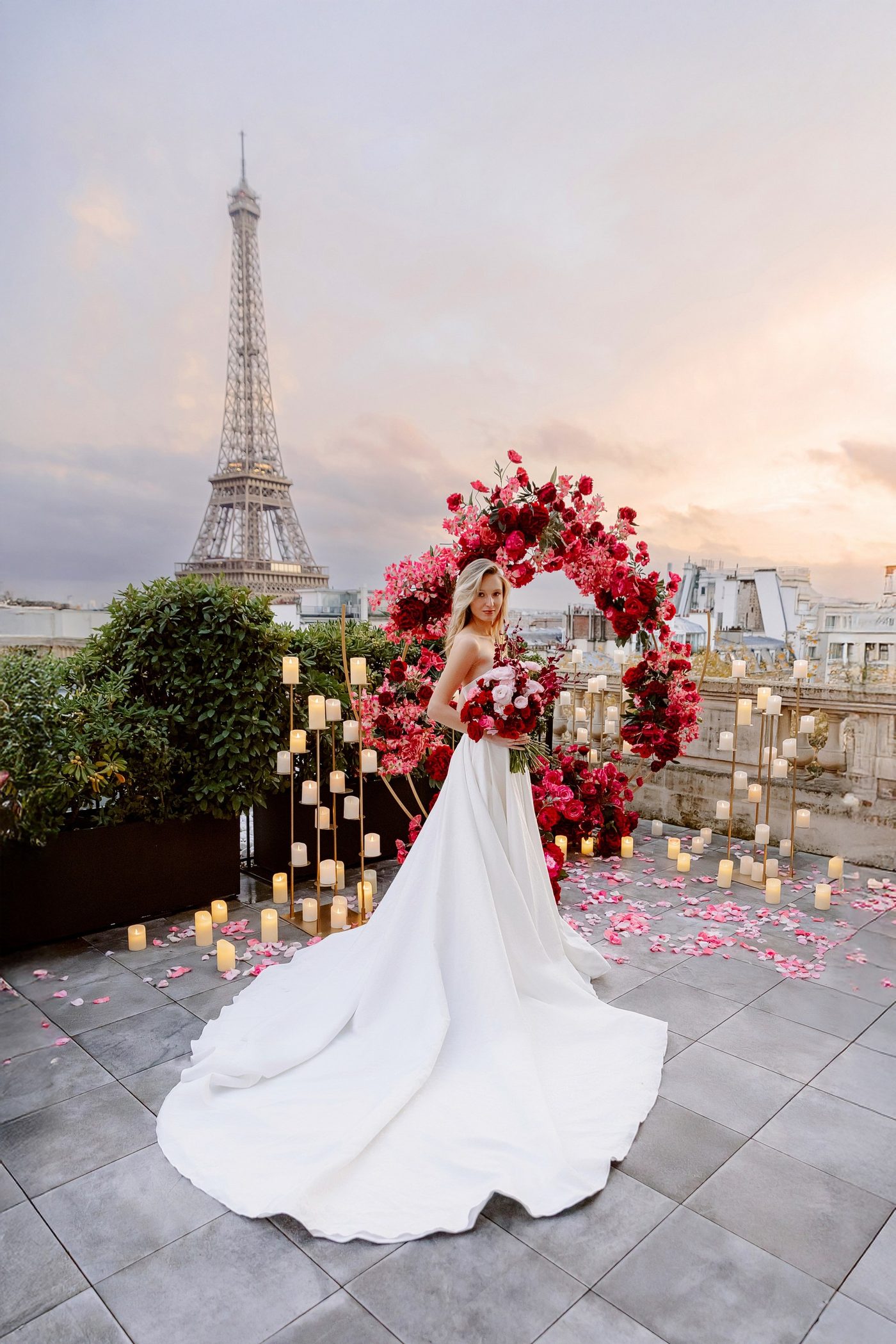 Luxury bridal preparation in a Parisian suite